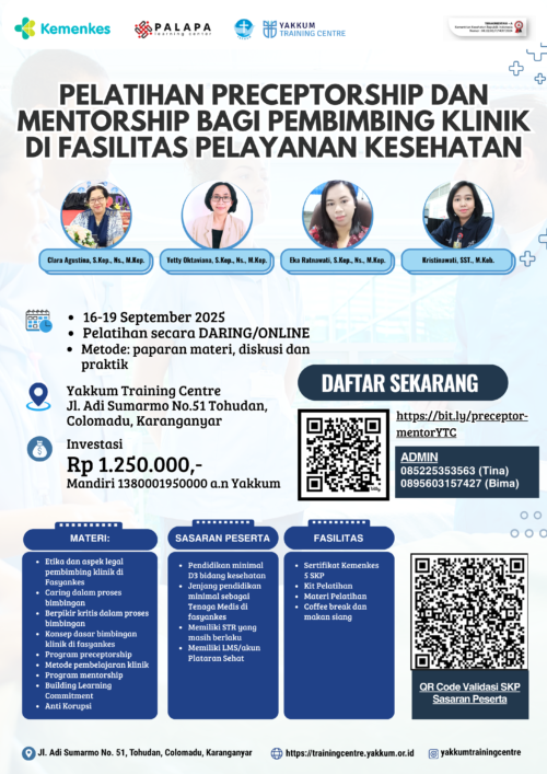 PELATIHAN PRECEPTORSHIP DAN MENTORSHIP BAGI PEMBIMBING KLINIK DI FASILITAS PELAYANAN KESEHATAN